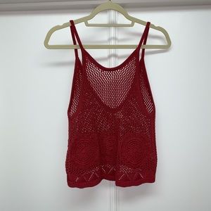 PAC Sun Burnt Amber Crochet Tank Top